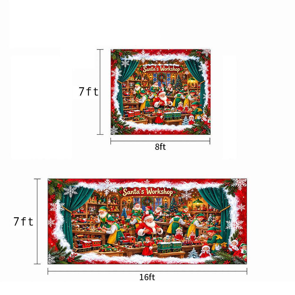 Christmas Garage Door Banner Decoration – Santa’s Magical Toy Workshop