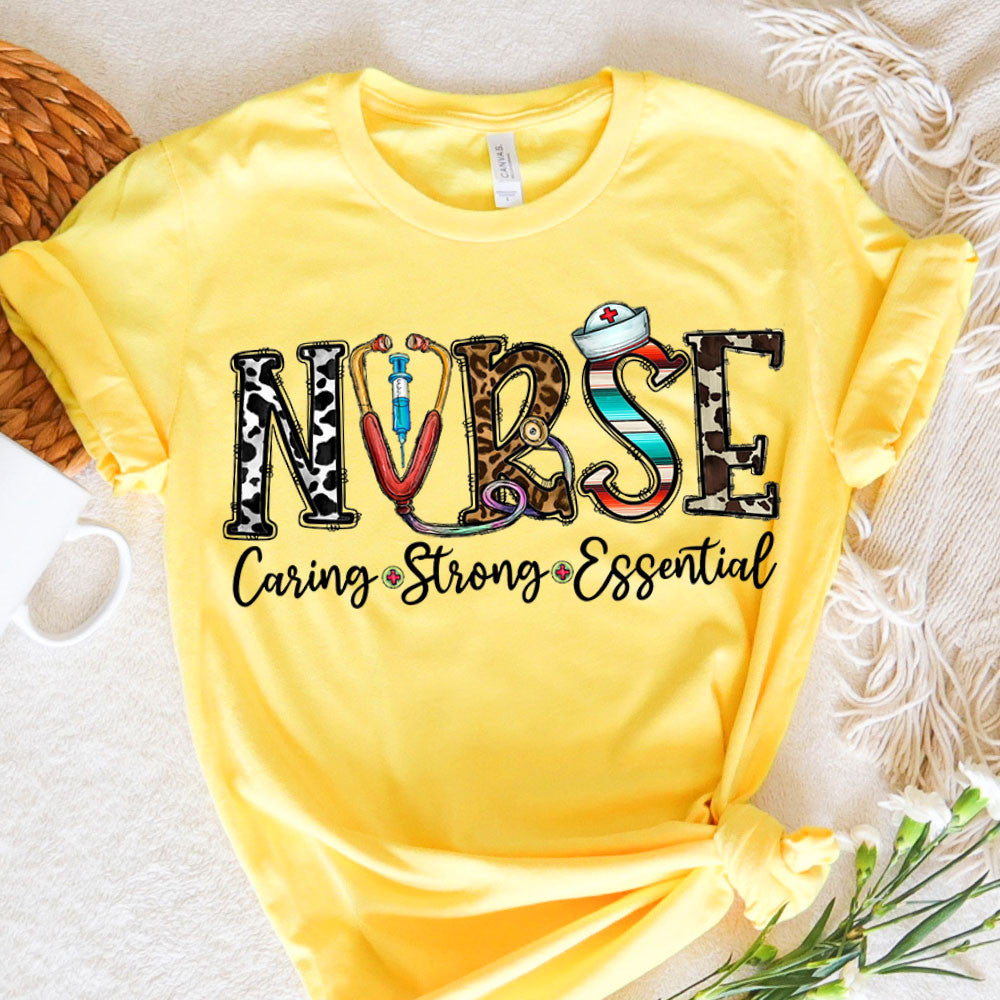 Nurse Graphic Tee Caring Strong Essential