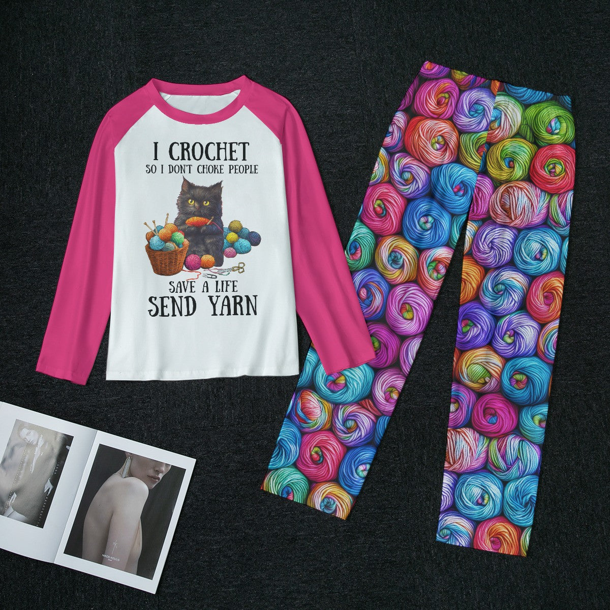 Crochet Lover Raglan Lounge Pajamas I Crochet So I Don't Choke People