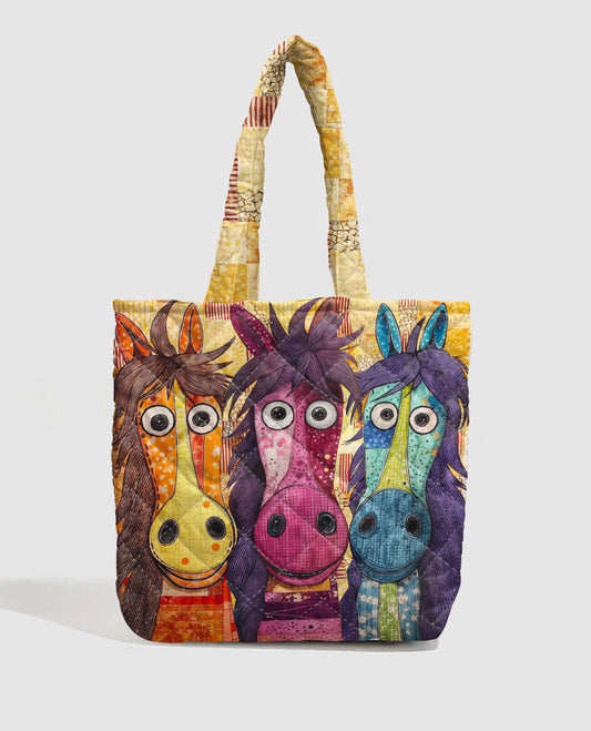 Horse Quilted Tote Bag Rustic Horses