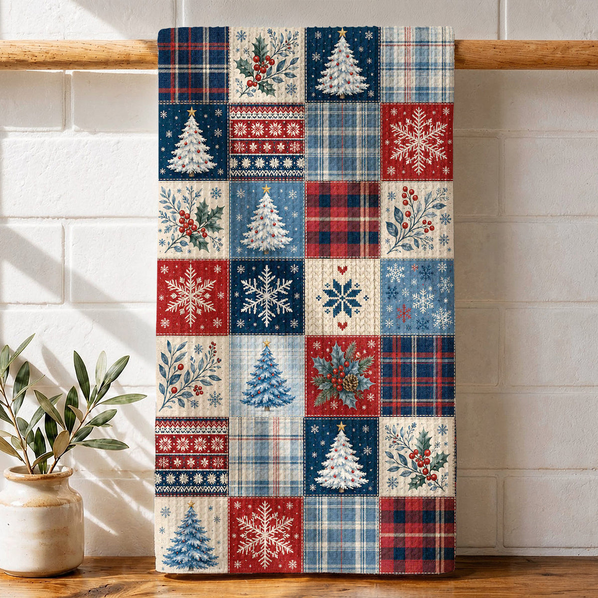 Christmas Kitchen Towel Cozy Christmas Patchwork