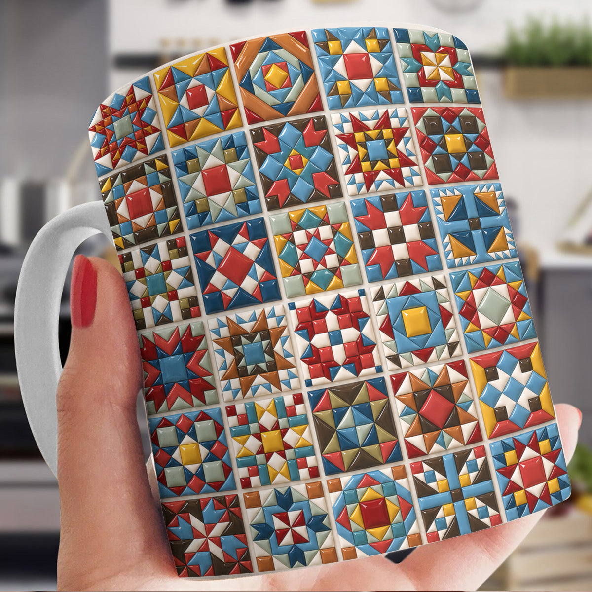 Sewing Lover 11Oz Mug Chromatic Quilt Grid