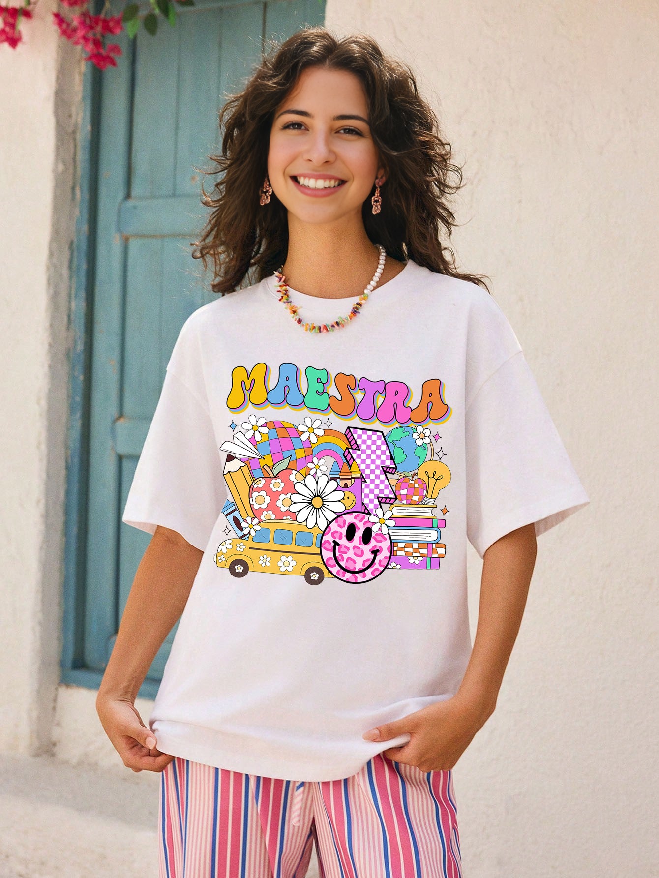 Spanish Teacher Graphic Tee Retro Maestra