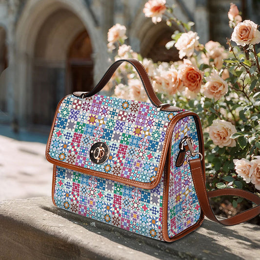 Sewing Lover Satchel Handbag Traditional Quilt Blocks