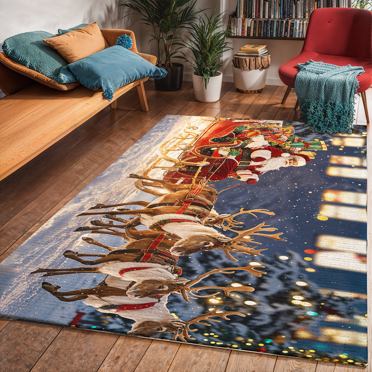 Christmas Area Rug Santa’s Magical Sleigh