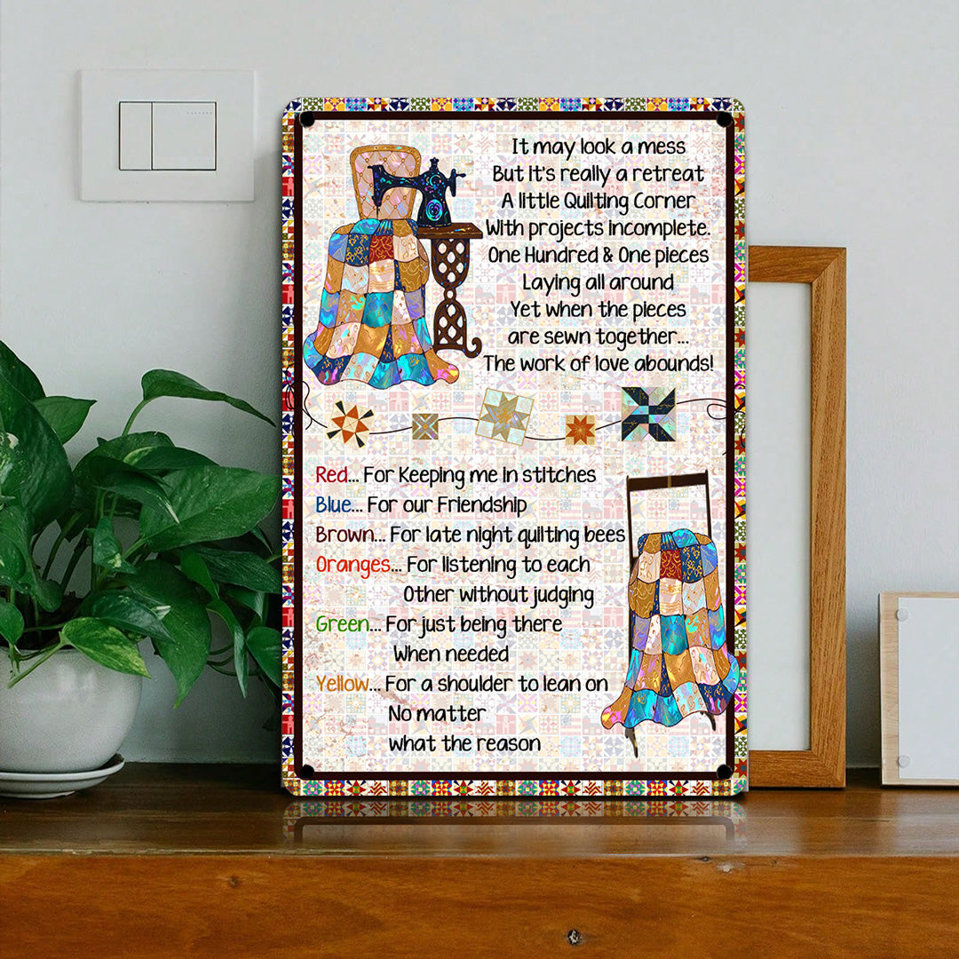 Sewing Lover 2D Metal Sign A Little Quilting Corner