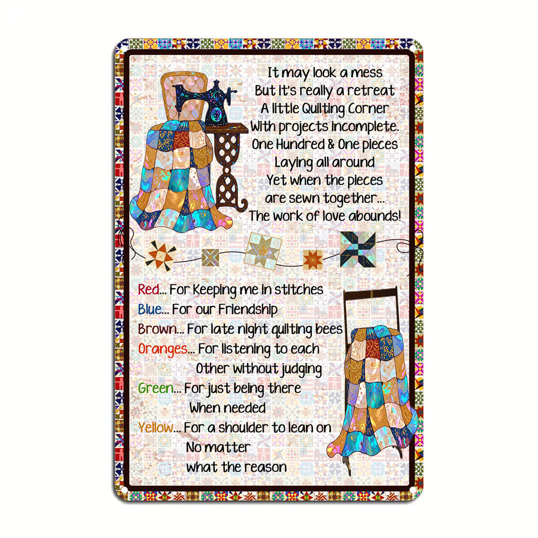 Sewing Lover 2D Metal Sign A Little Quilting Corner