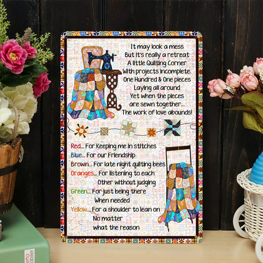 Sewing Lover 2D Metal Sign A Little Quilting Corner