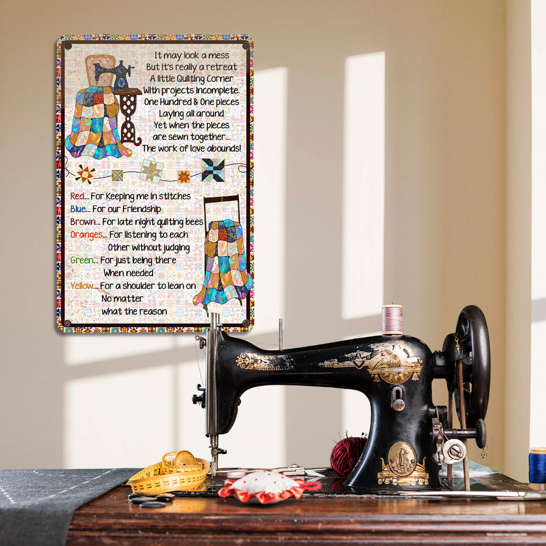 Sewing Lover 2D Metal Sign A Little Quilting Corner