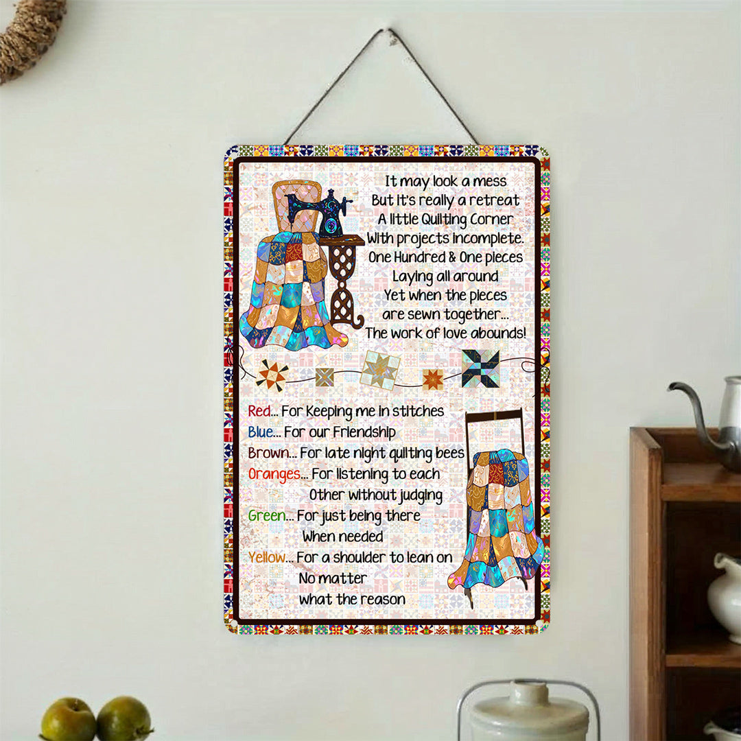 Sewing Lover 2D Metal Sign A Little Quilting Corner