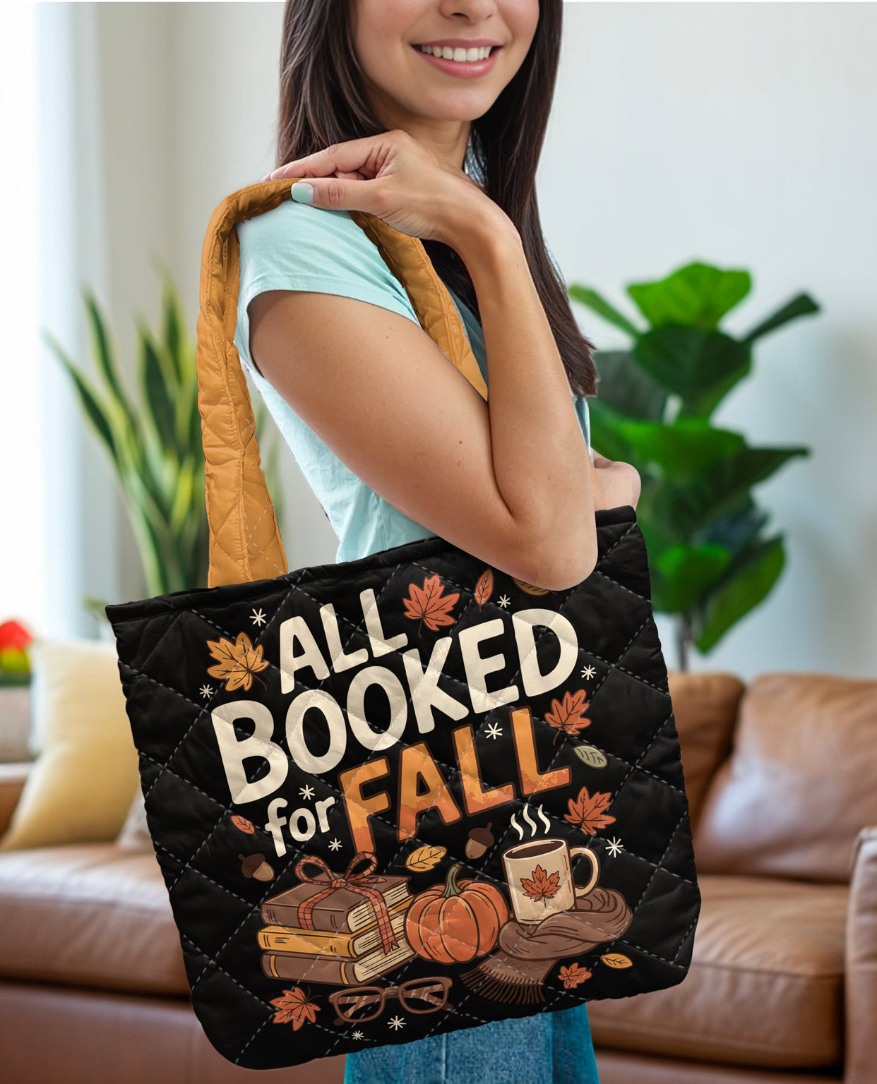 Book Lover Quilted Tote Bag All Booked For Fall