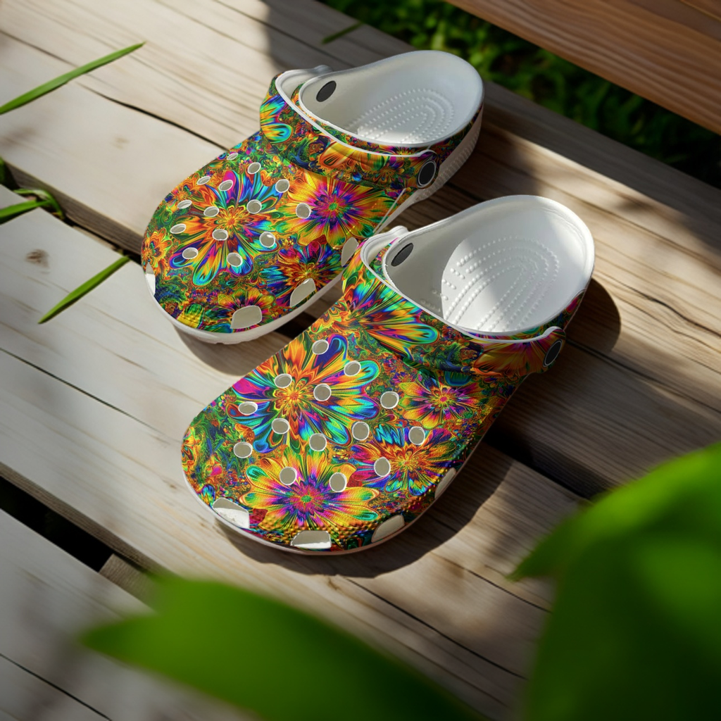 Hippie Graphic Clogs Rainbow Reverie