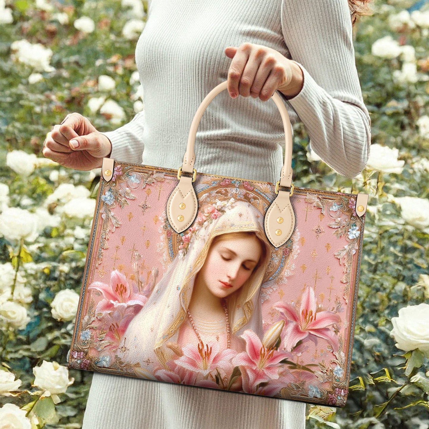 Christian Leather Handbag Blessed Mother