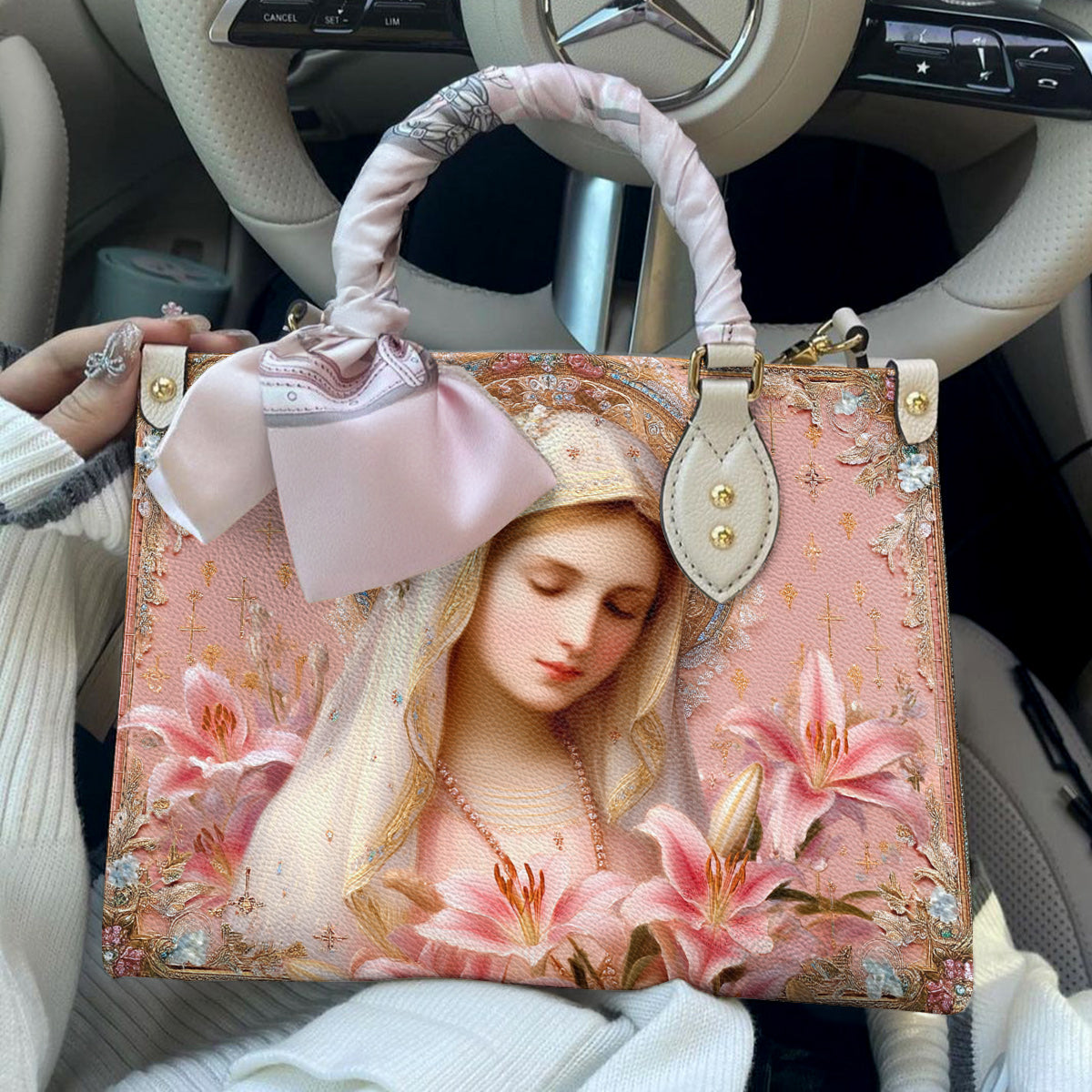 Christian Leather Handbag Blessed Mother