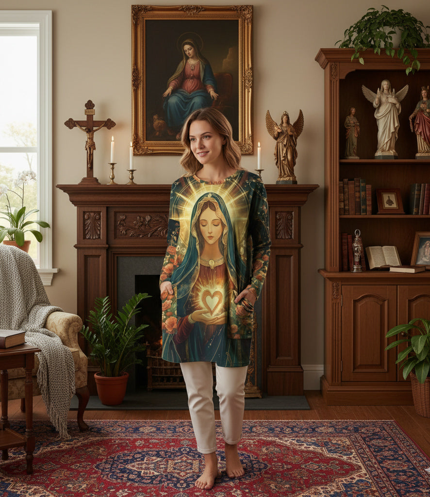 Virgin Mary Long Sleeve Tunic The Cosmic Rosary