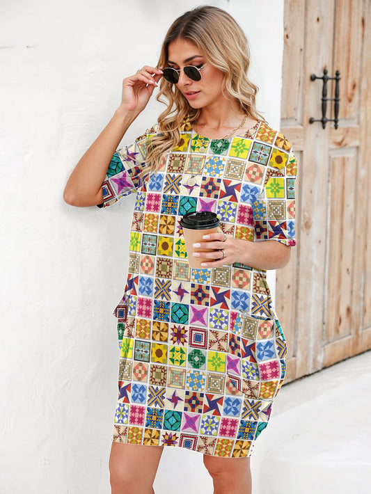 Sewing Lover Long Sleeve Tunic Dress Block Party