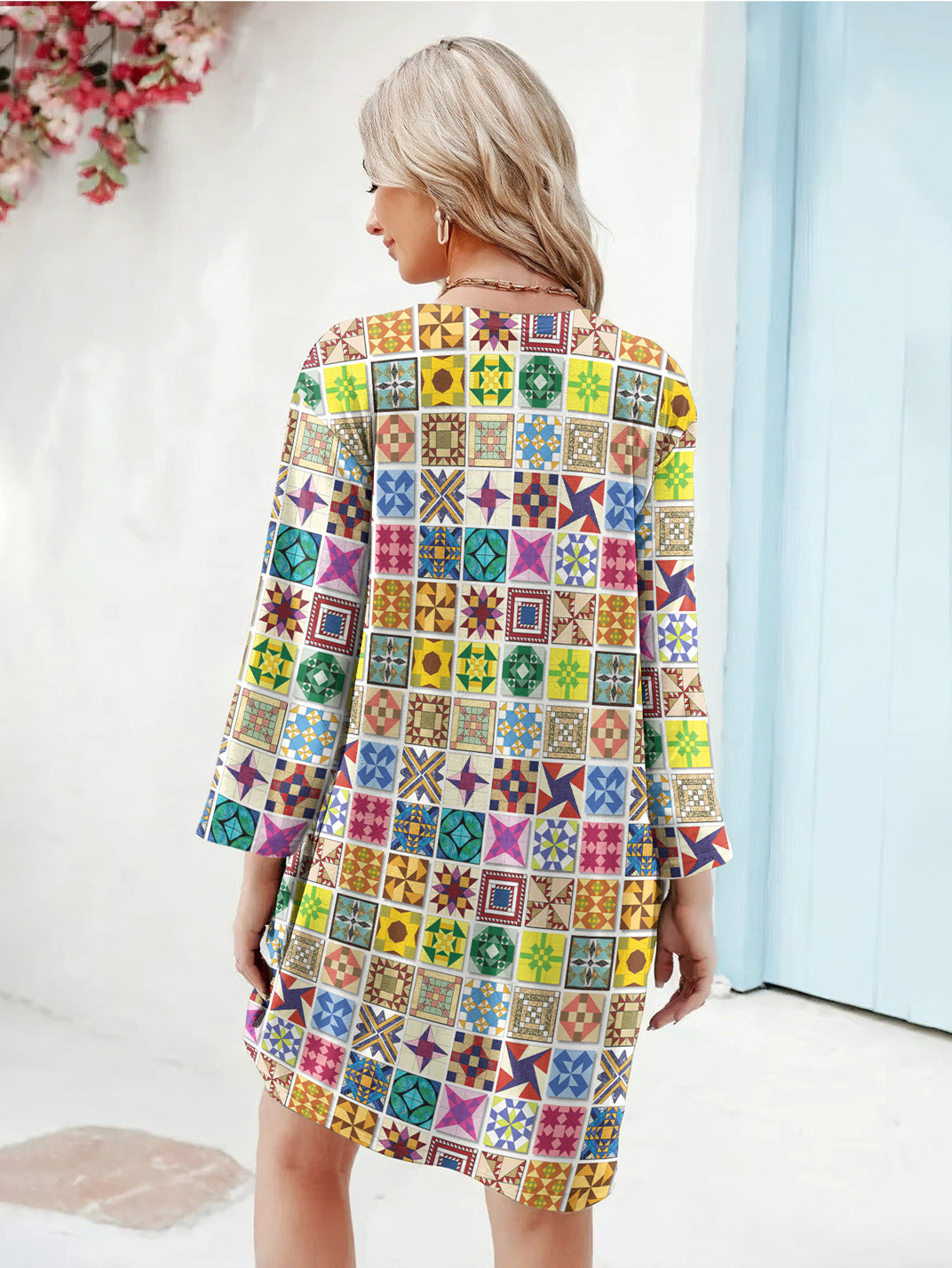 Sewing Lover Long Sleeve Tunic Dress Block Party