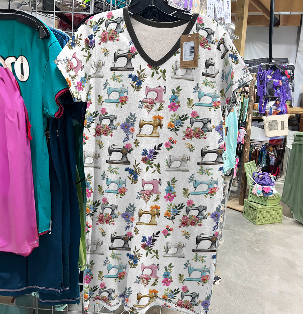 Sewing Lover V-neck Nightshirt Blooming Craft
