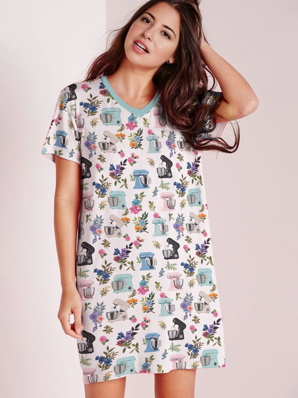 Baking V-neck Nightshirt Blooming Mixer