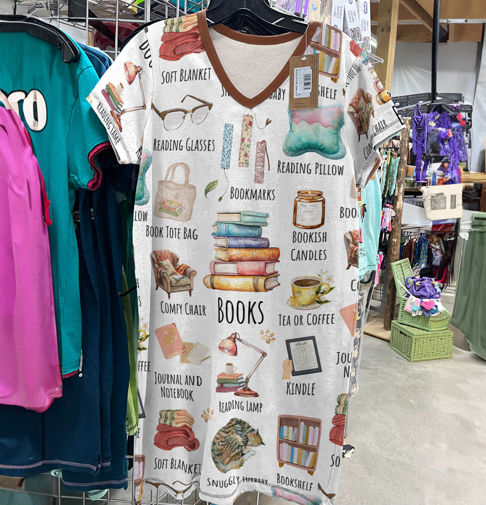 Book Lover V-neck Nightshirt Bookworm Essentials