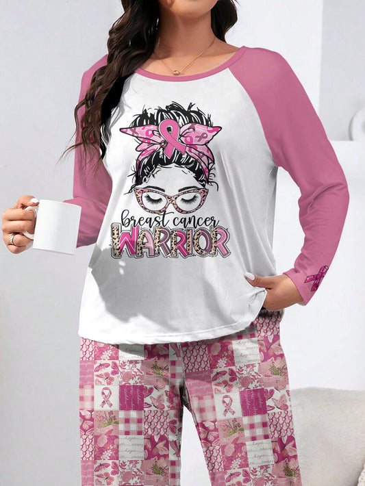 BCAM Raglan Lounge Pajamas Breast Cancer Warrior