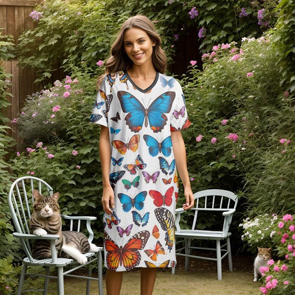 Butterfly V-neck Nightshirt Butterfly Bliss