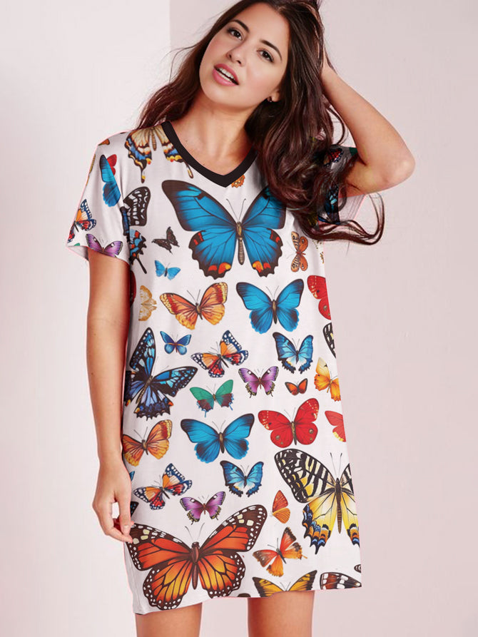 Butterfly V-neck Nightshirt Butterfly Bliss