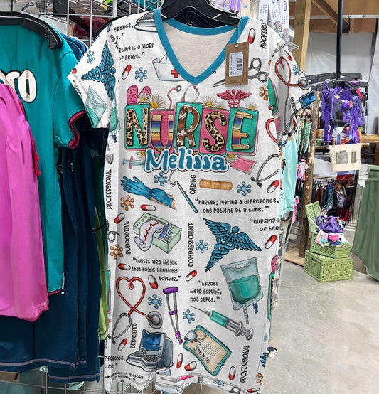 Nurse V-neck T-shirt Dress Personalized Caring Comfort