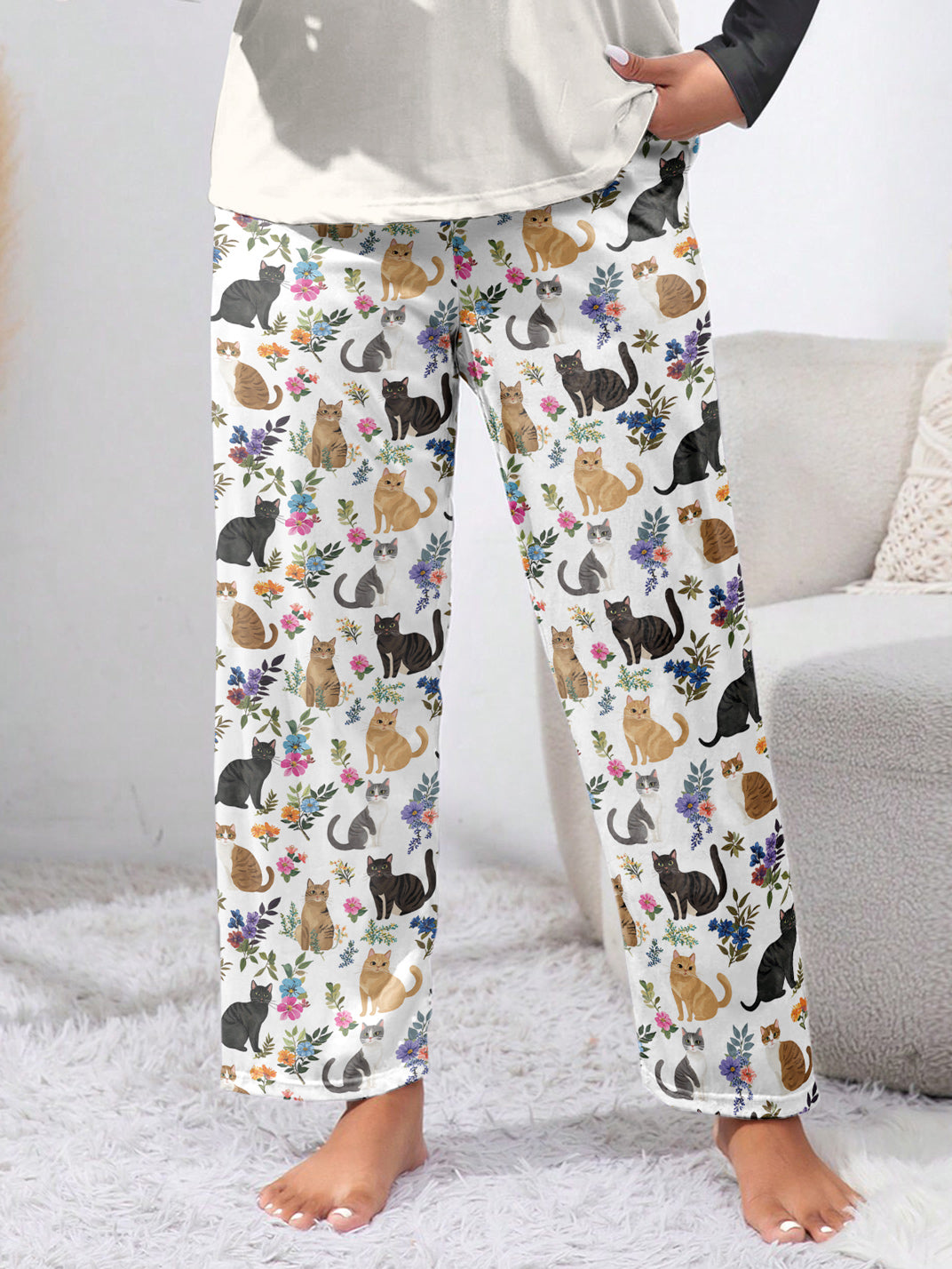 Cat Lover Lounge Pants Cat In Bloom