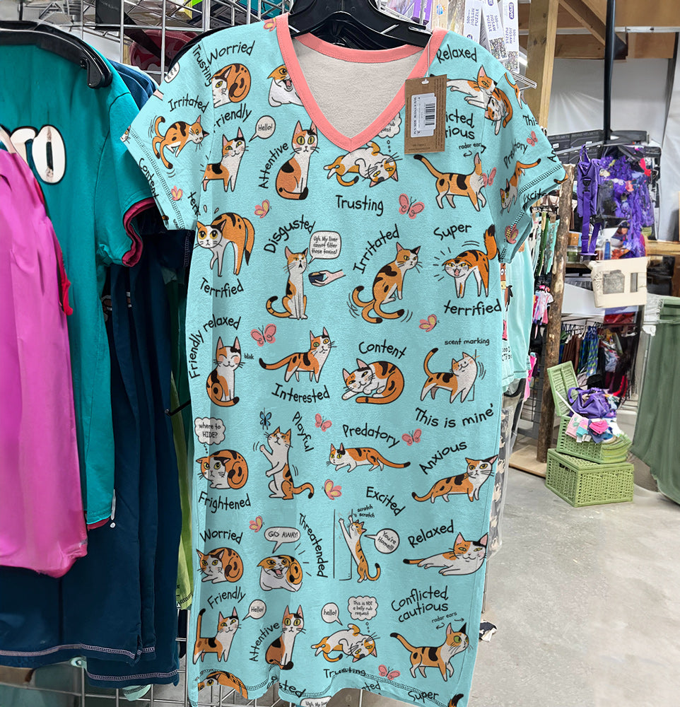 Cat Lover V-neck Nightshirt Cat Language