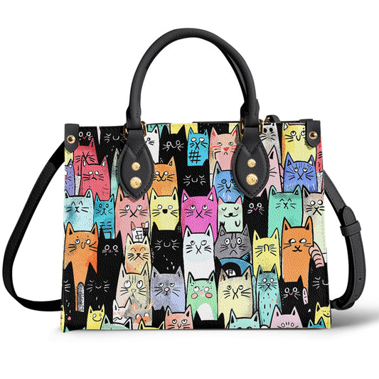 Cat Lover Leather Handbag Crowd Of Colors