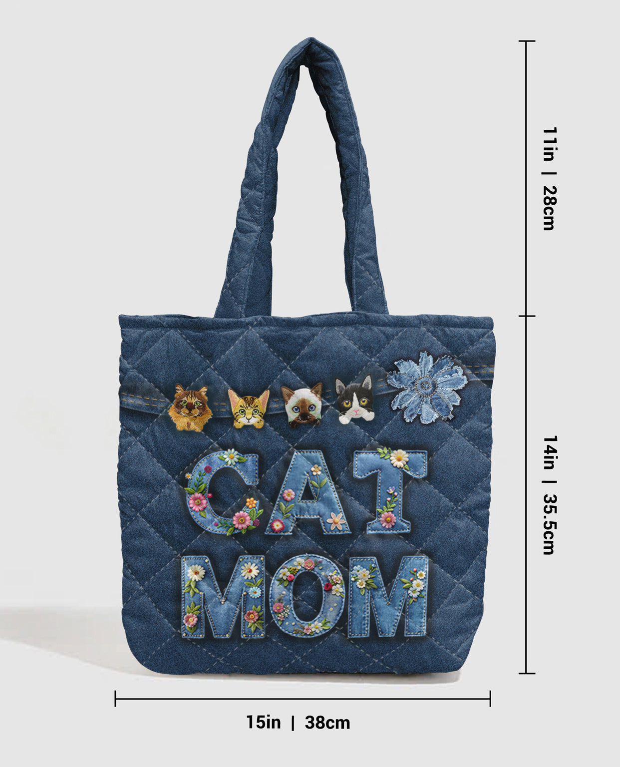 Cat Lover 2D Print Quilted Tote Bag Cat Mom