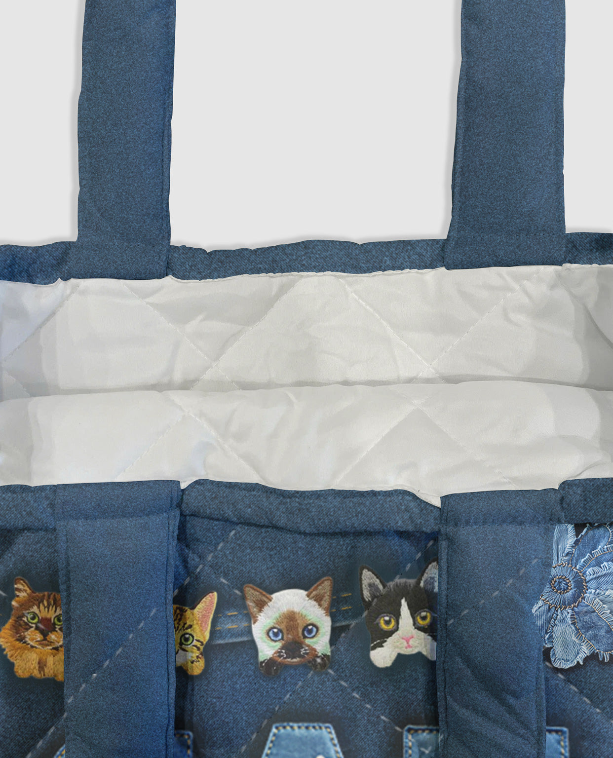 Cat Lover 2D Print Quilted Tote Bag Cat Mom
