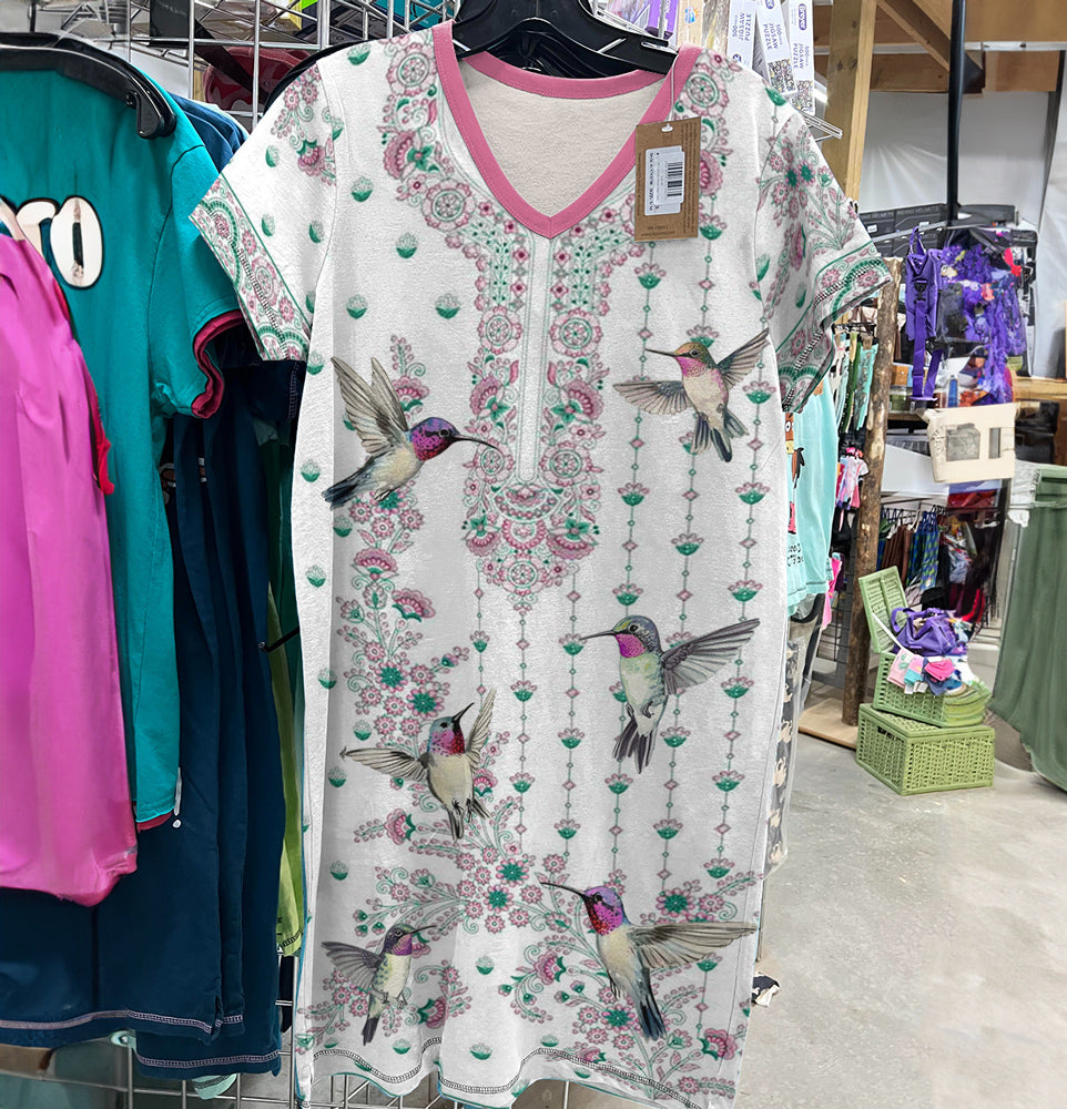 Hummingbird V-neck Nightshirt Charming Flutter