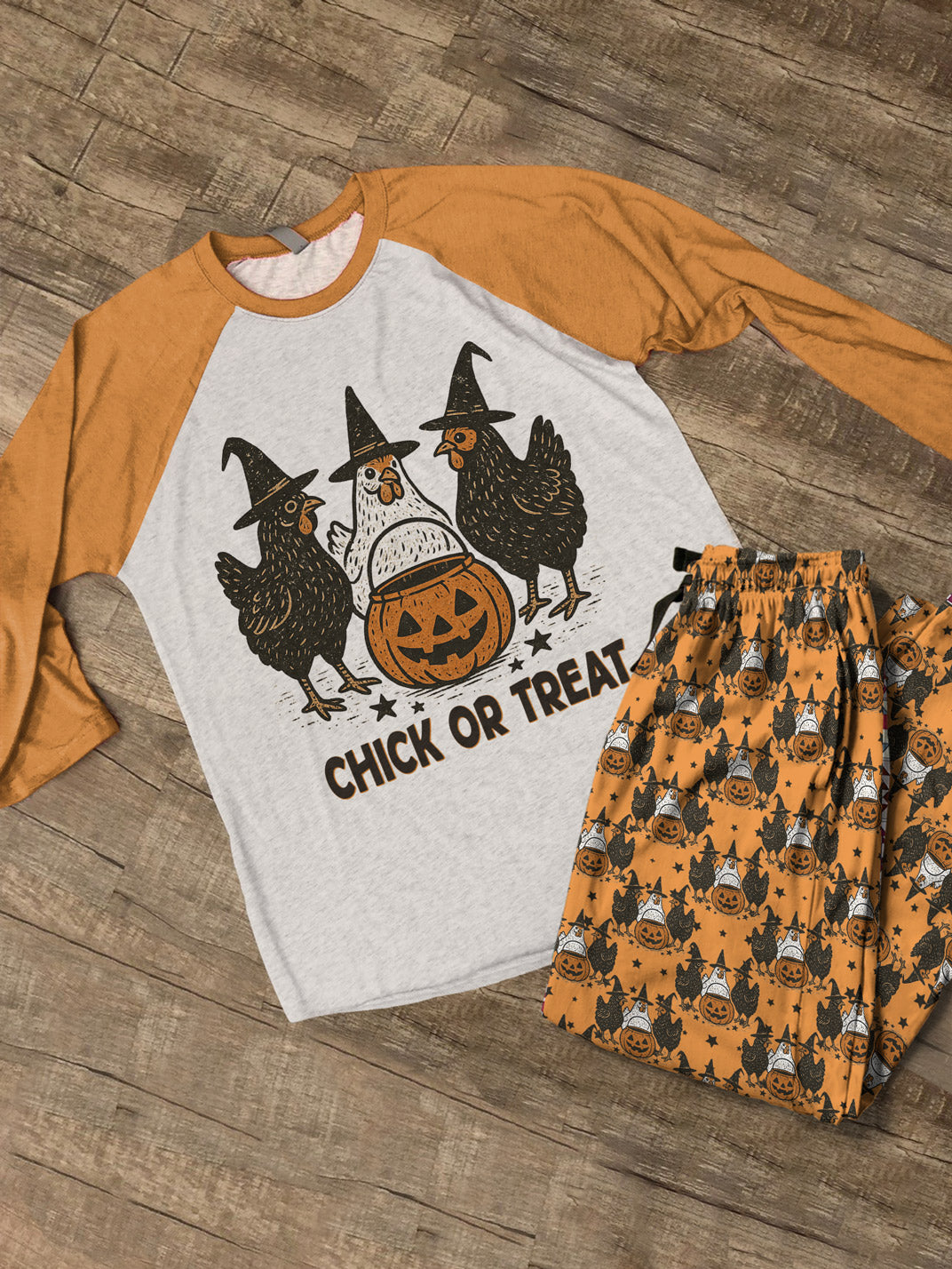 Chicken Raglan Lounge Pajamas Chick Or Treat