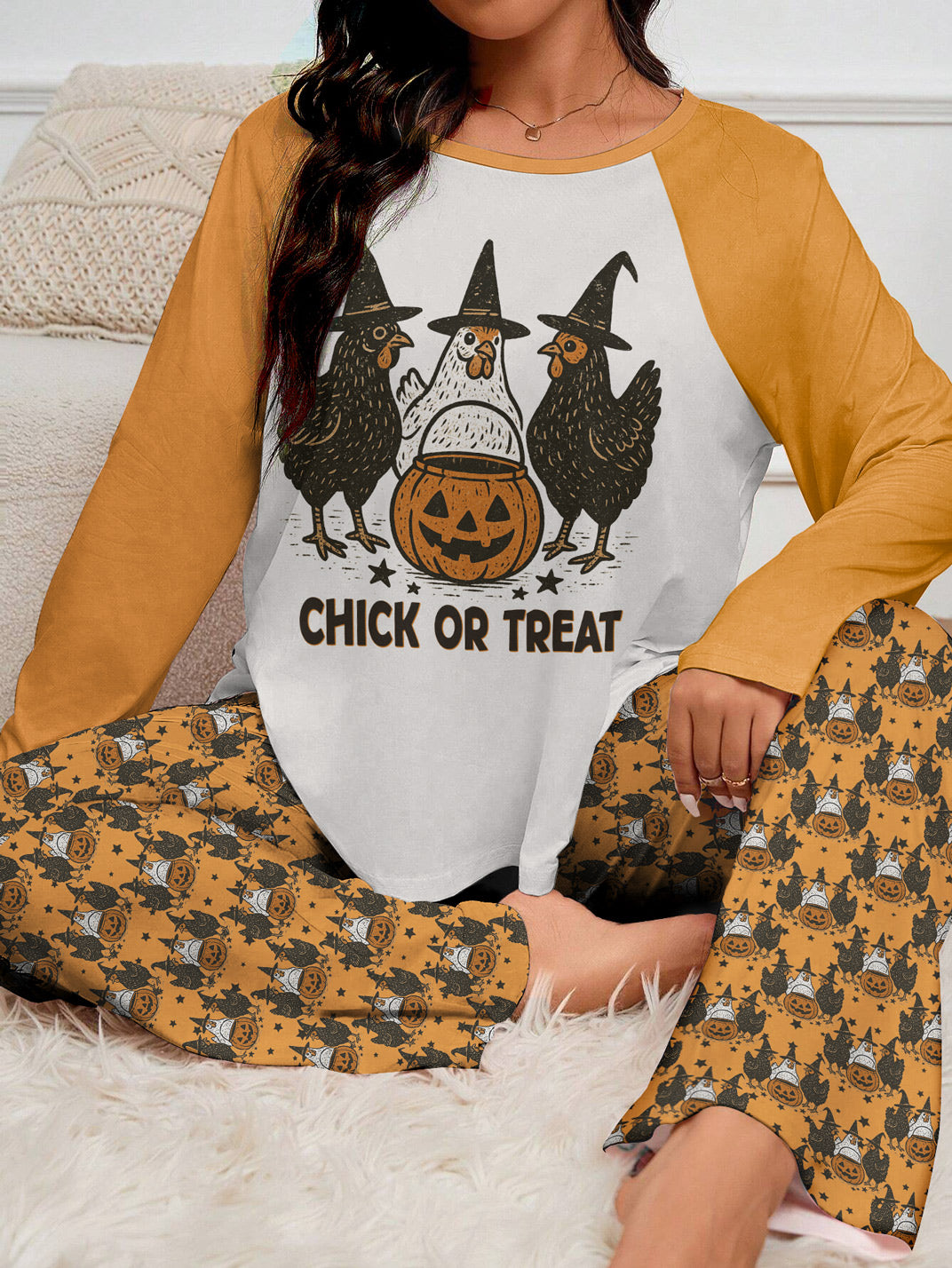 Chicken Raglan Lounge Pajamas Chick Or Treat
