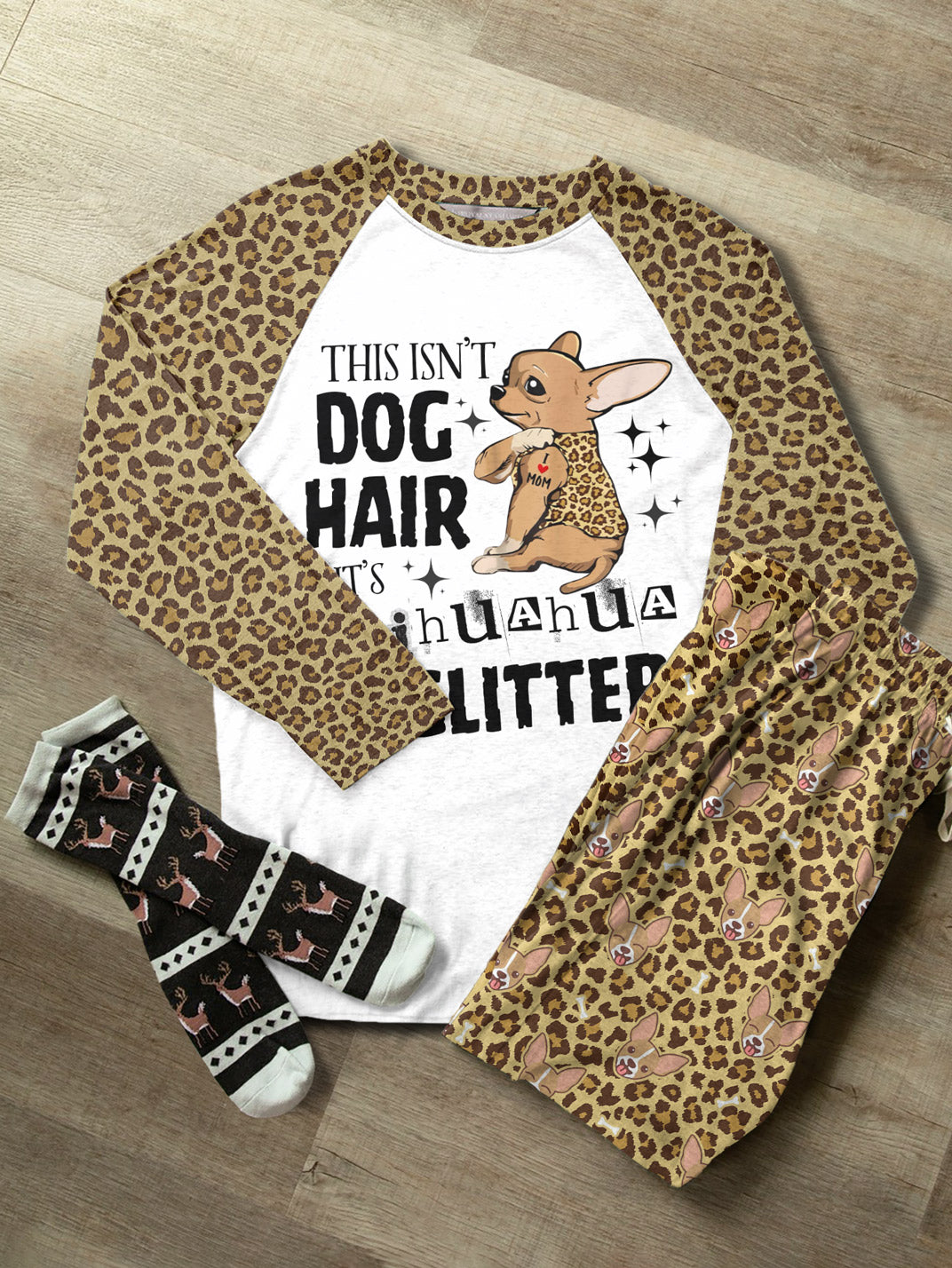 Chihuahua Raglan Lounge Pajamas It's Chihuahua Glitter