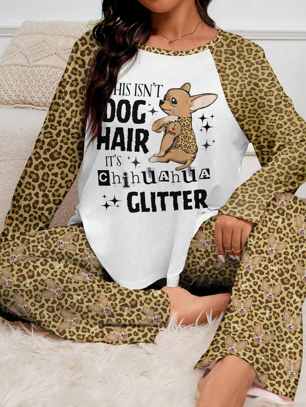 Chihuahua Raglan Lounge Pajamas It's Chihuahua Glitter