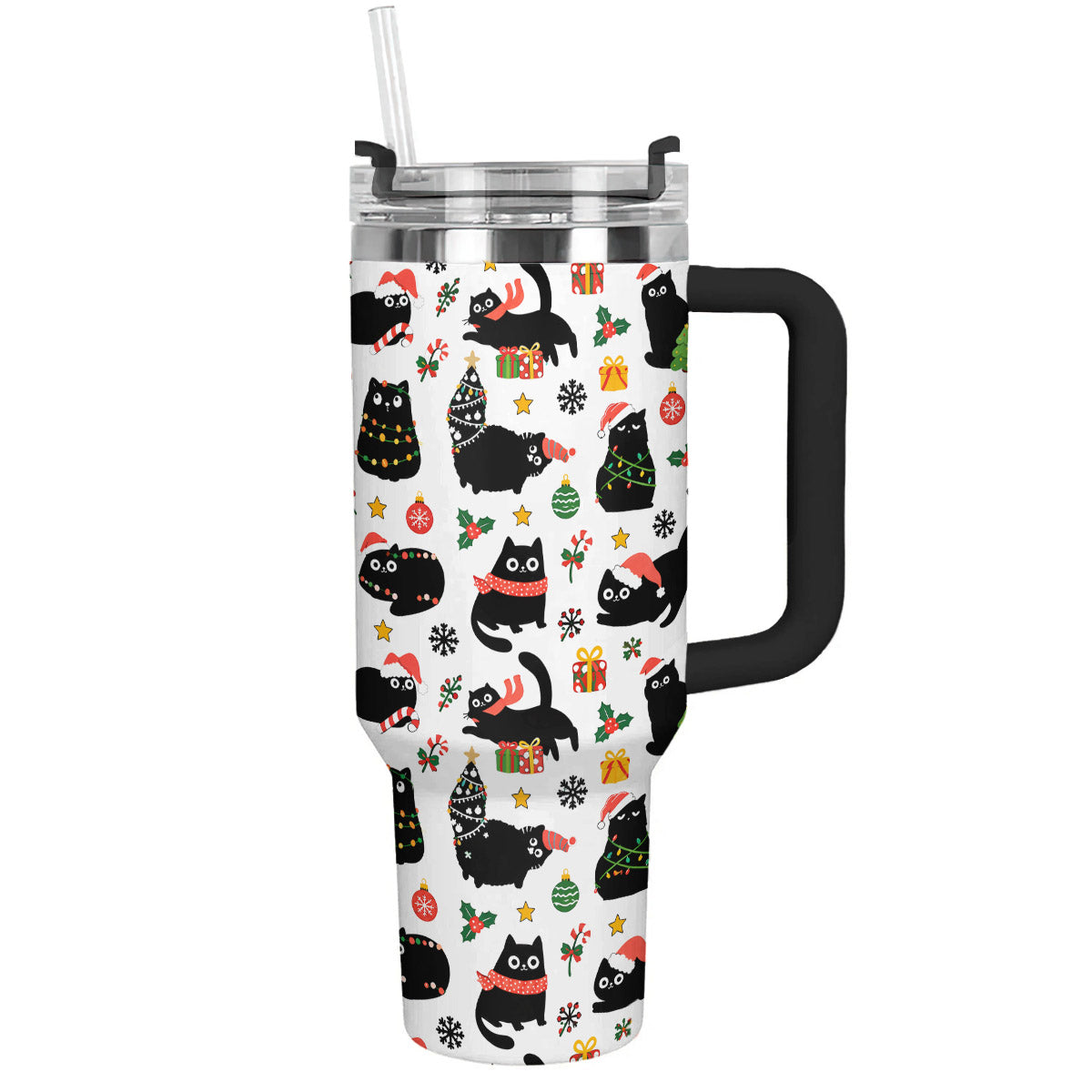 Cat Lover 40 oz Tumbler Christmas Naughty Black Cats