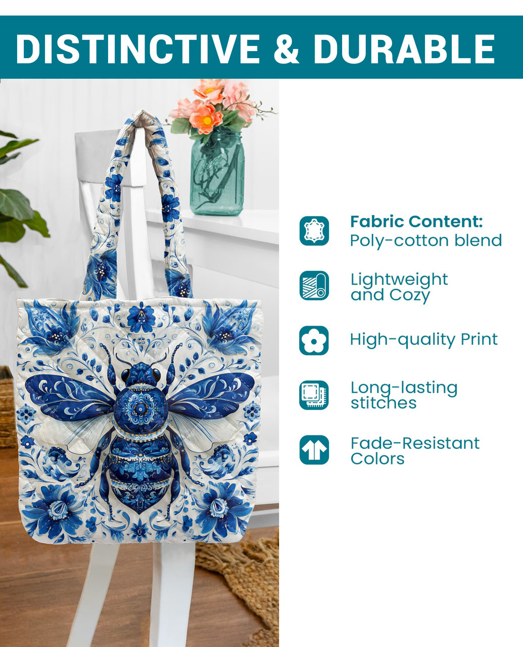 Bee Quilted Tote Bag The Queen
