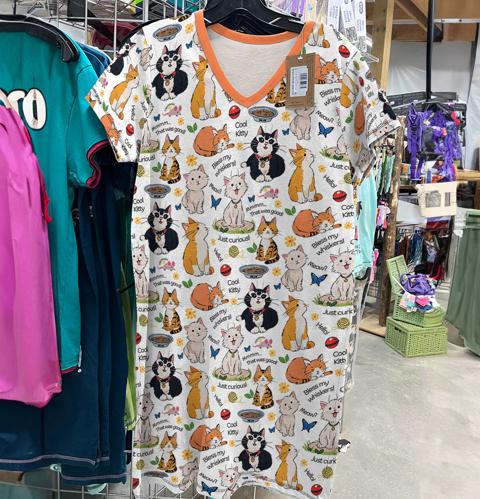 Cat Lover V-neck Nightshirt Cool Kitties