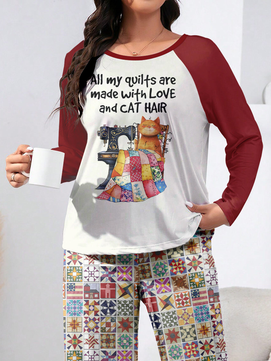 Sewing Lover Raglan Lounge Pajamas Crafty Cat Lady