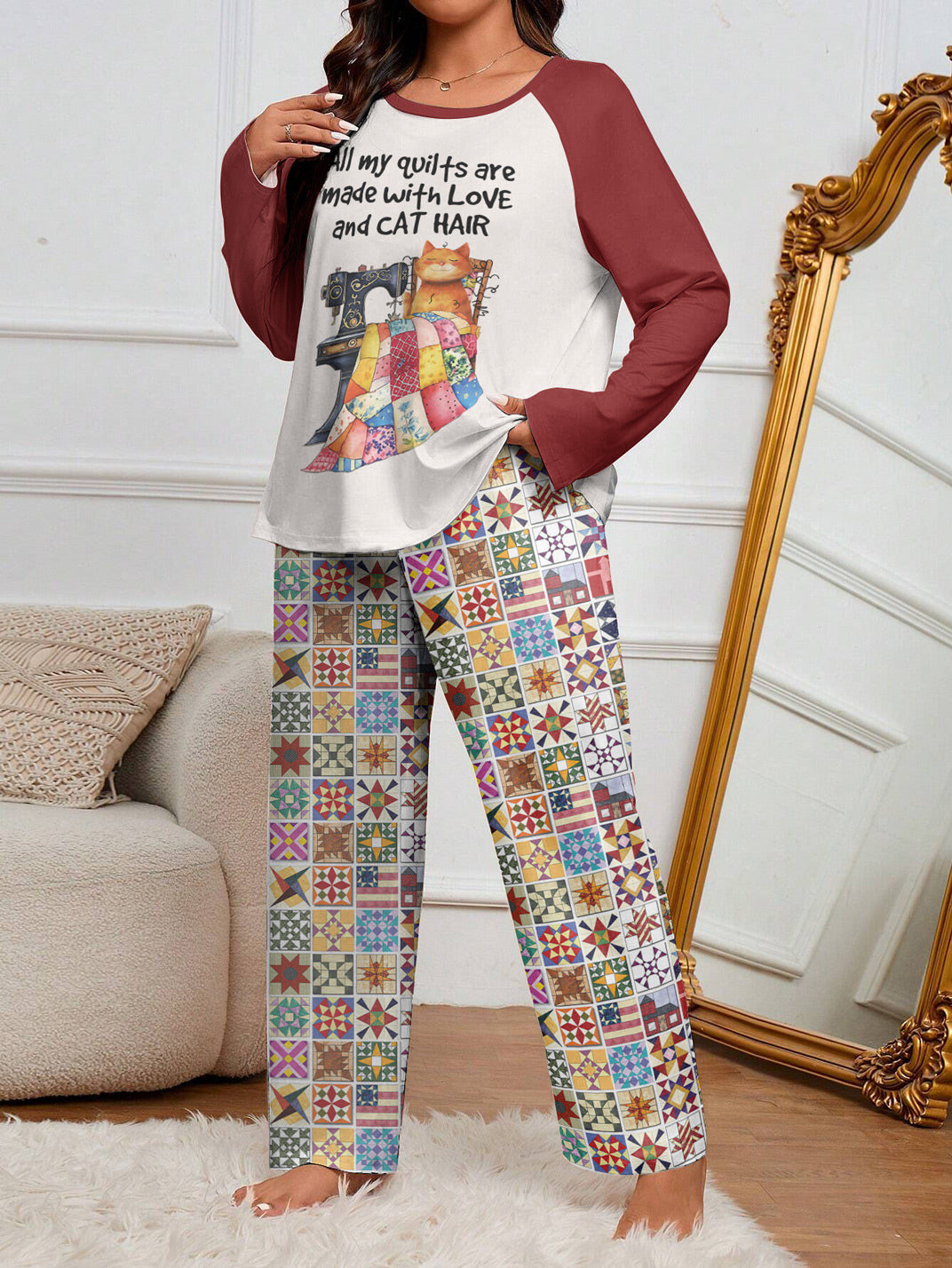 Sewing Lover Raglan Lounge Pajamas Crafty Cat Lady