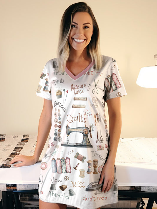 Sewing Lover V-neck Nightshirt Crafty Comfort