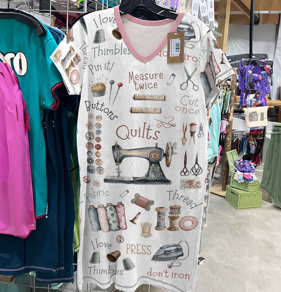 Sewing Lover V-neck Nightshirt Crafty Comfort