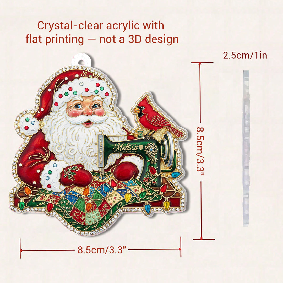 Quilting Lovers 2D Acrylic Ornament Crafty Santa Personalized