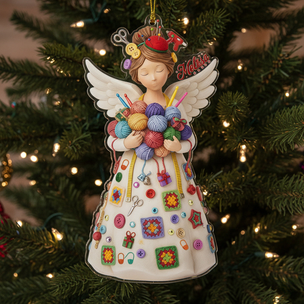 Crochet Lovers 2D Acrylic Ornament Crochet Angel Personalized