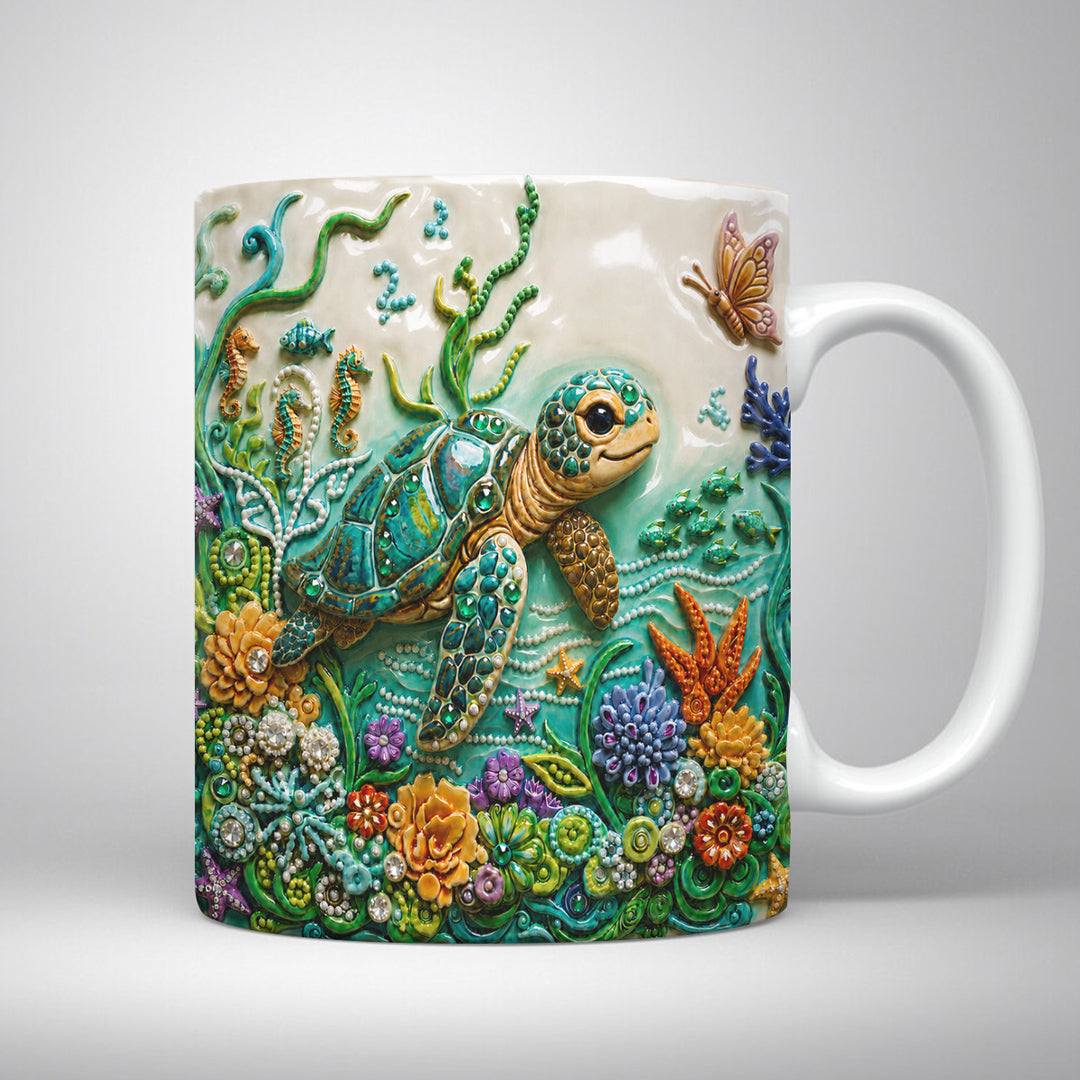 Sea Turtle Ceramic Mug Curious Greeting