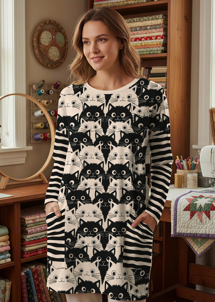 Cat Lover Long Sleeve Tunic Cute Fat Cats