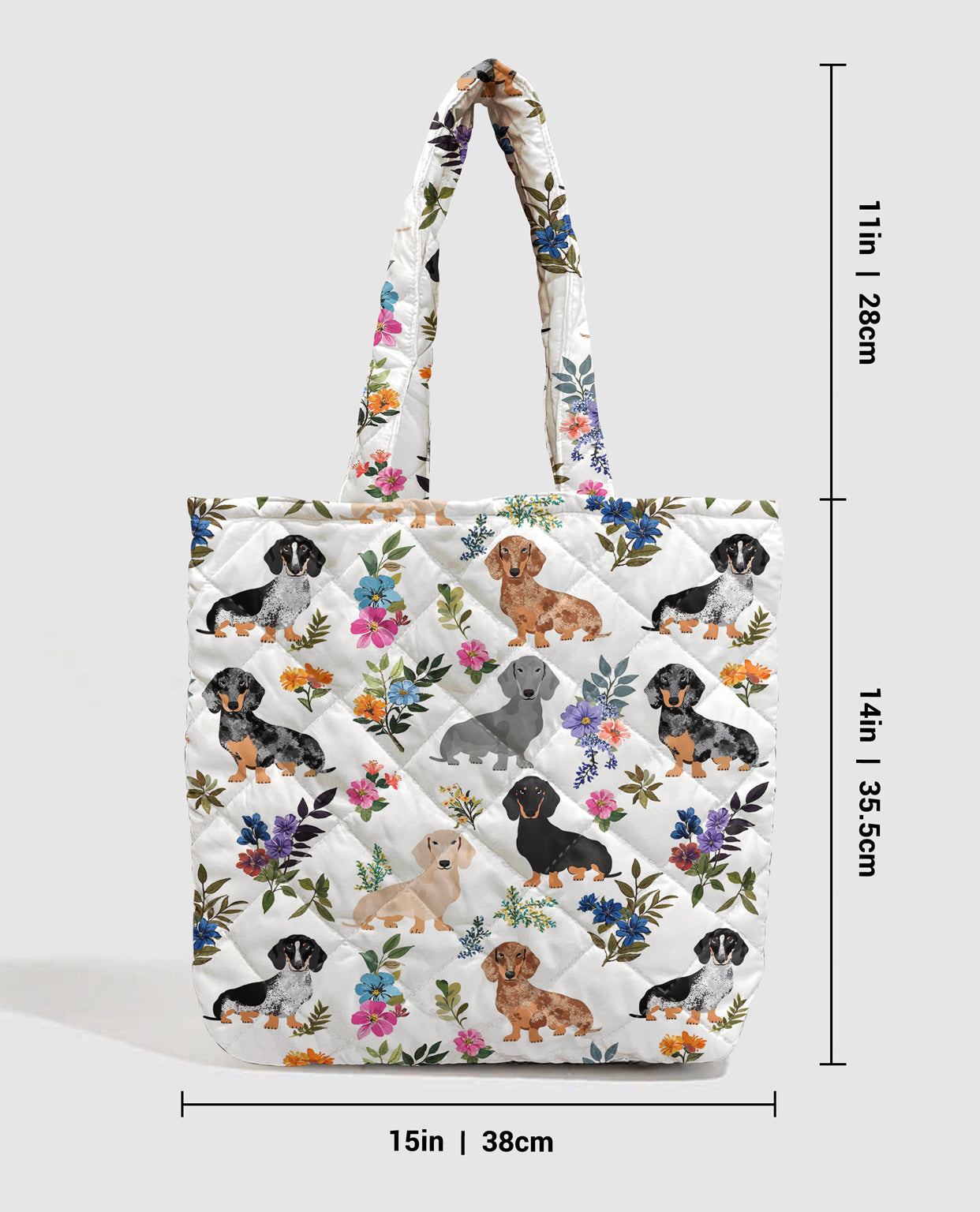 Dachshund Quilted Tote Bag Dachshund In Bloom